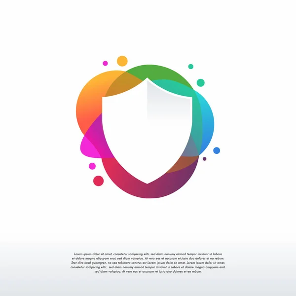 Kleurrijk Shield Logo Ontwerpt Concept Vector Abstract Shield Logo Template — Stockvector