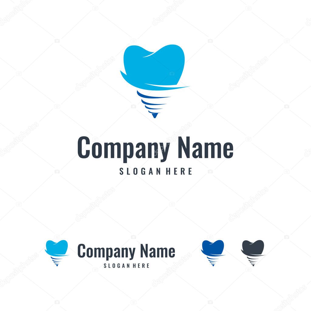 Dental implant logo designs concept vector, Dental Care logo template