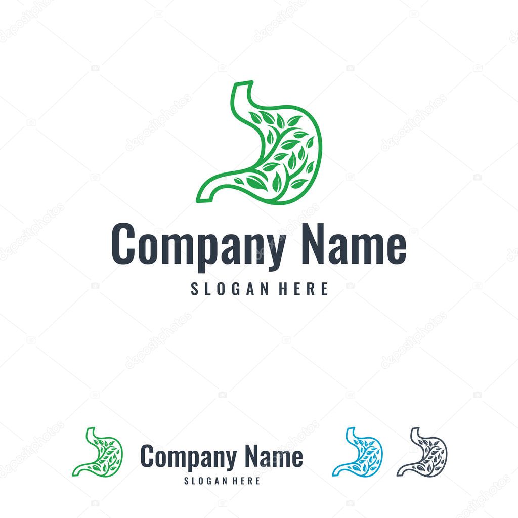 Nature Stomach logo template, Leaf Stomach logo vector