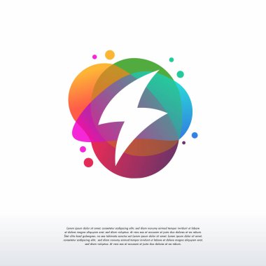 Renkli Yıldırım logo vektörü, elektrik logosu şablon tasarımı, tasarım konsepti, logo, şablon elementi