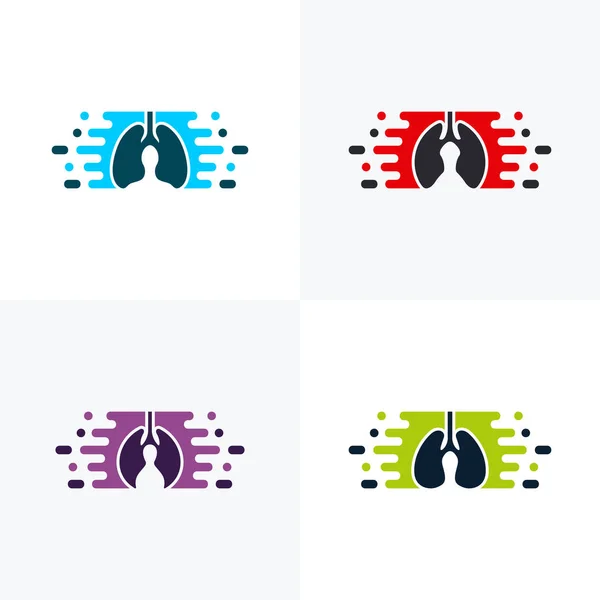 Pulmões Digitais Definir Pixel Lungs Conceito Design Logotipo Conceito Design — Vetor de Stock