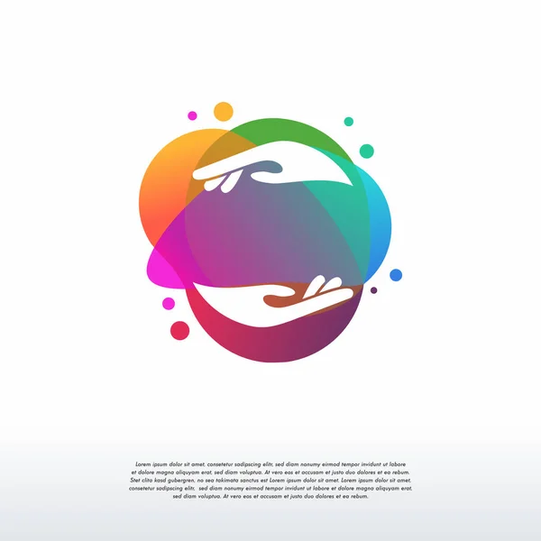 Colorful Hug Logo Designs Concept Vecteur Modèle Logo Colorful Care — Image vectorielle