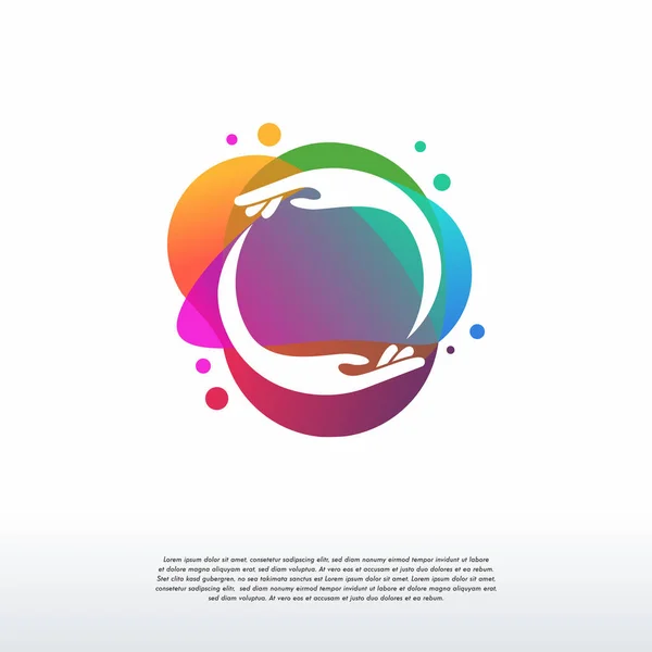 Πολύχρωμο Λογότυπο Αγκαλιά Σχεδιάζει Διάνυσμα Έννοια Πολύχρωμο Πρότυπο Λογότυπο Φροντίδας — Διανυσματικό Αρχείο