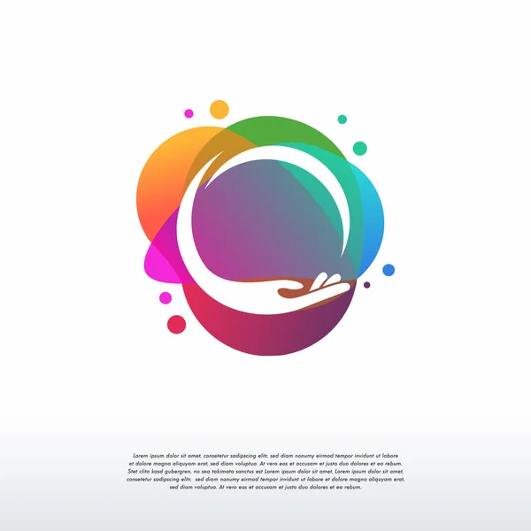 Colorful Hug Logo Designs Concept Vecteur Modèle Logo Colorful Care — Image vectorielle