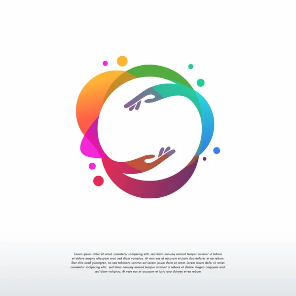 Разноцветный Дизайн Логотипа Объятий Вектор Концепции Шаблон Логотипа Colorful Care — стоковый вектор