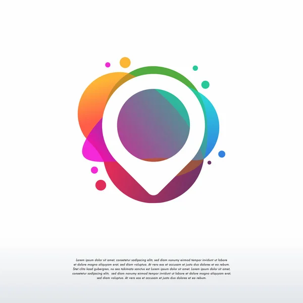 Vecteur Logo Pin Place Coloré Modèle Conception Logo Point Concept — Image vectorielle