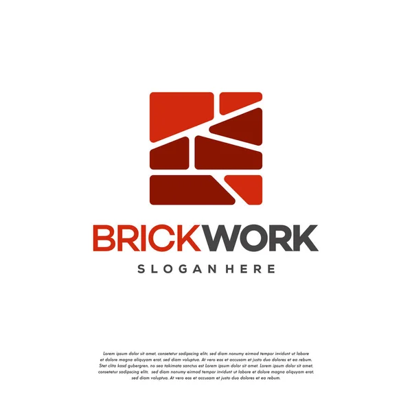 Logo Ladrillo Plano Moderno Brick Work Plantilla Logotipo Moderno Simple — Vector de stock