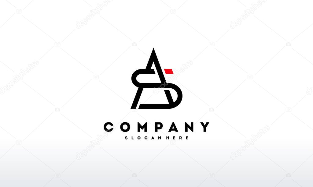 AS or SA Letter Design Vector with Black Color design template vector