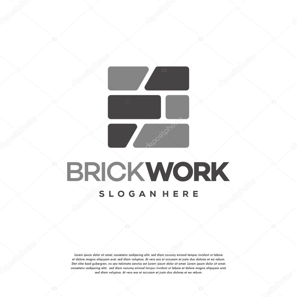 Modern Flat Brick logo, Brick Work simple modern logo template, logo template, symbol icon
