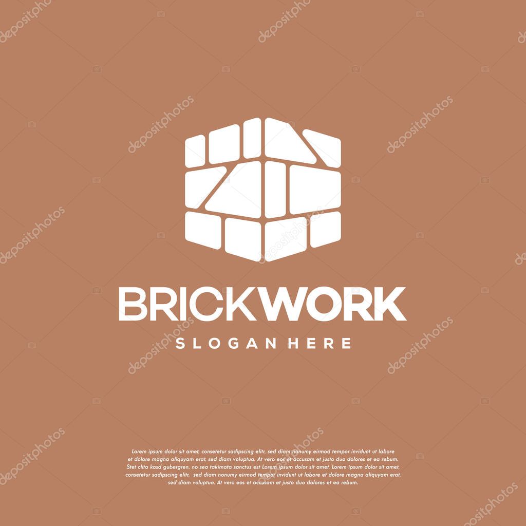 Modern Flat Brick logo, Brick Work simple modern logo template, logo template, symbol icon