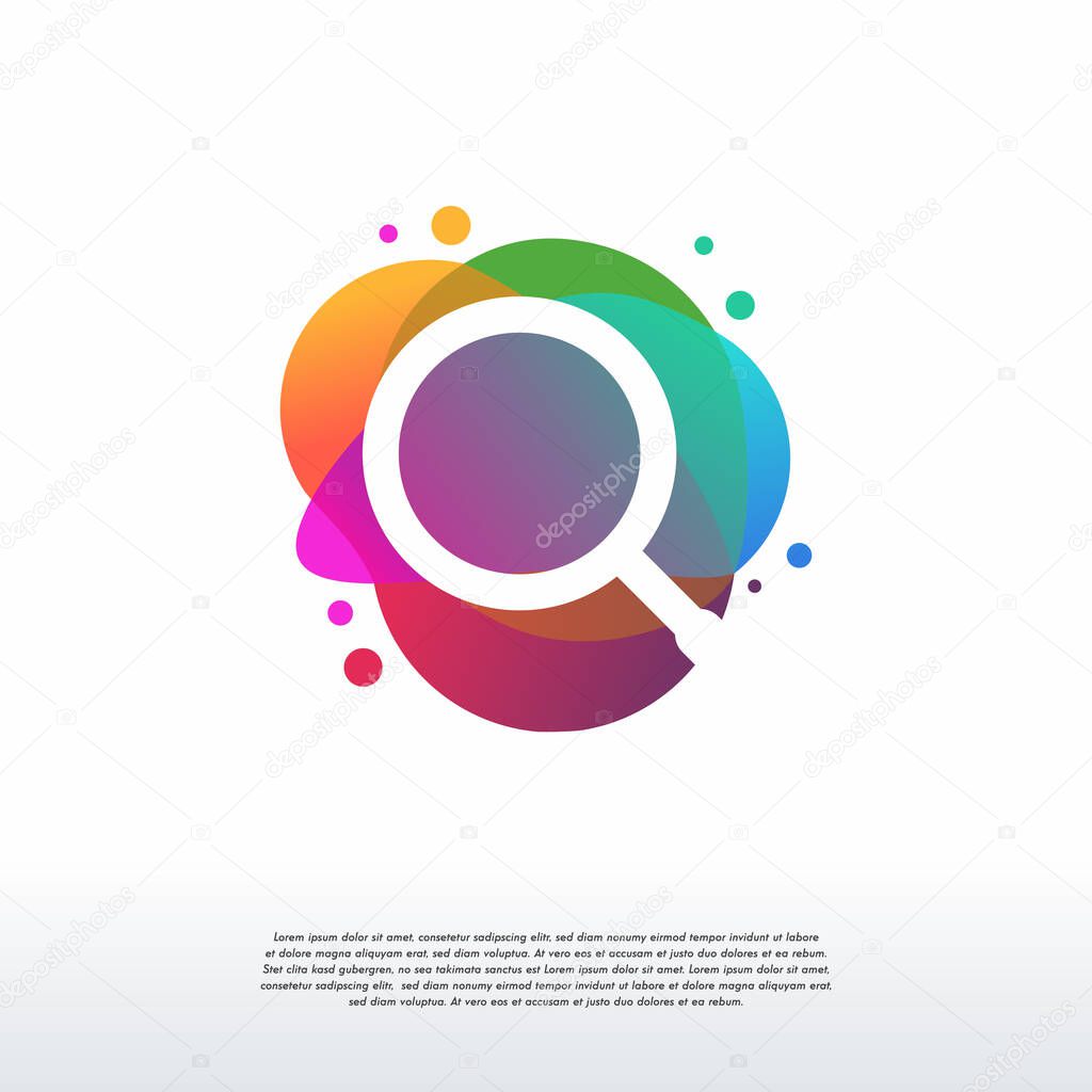 Colorful Search magnifying logo vector, Find logo designs template, design concept, logo, logotype element for template