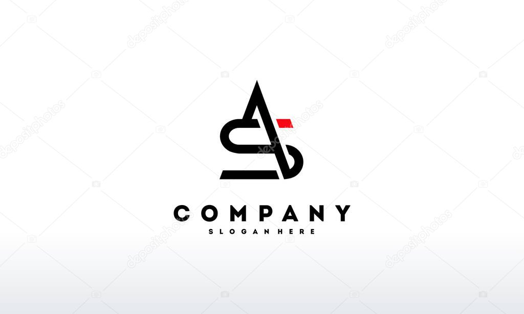 AS or SA Letter Design Vector with Black Color design template vector