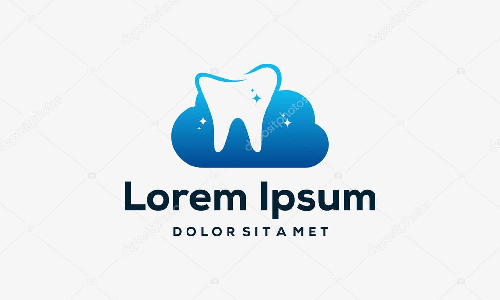 Cloud Dental logo template, Online Dental logo designs vector