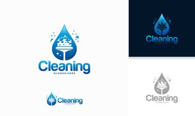 Temizleme logosu konsept vektörü tasarlar, Temizlik Servis logosu şablonu vektör dizayn eder