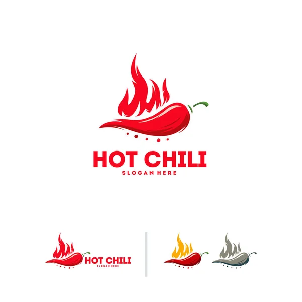 Hot Chili Logo Designs Concept Vector Fire Chili Logo Symbol — Stock Vector