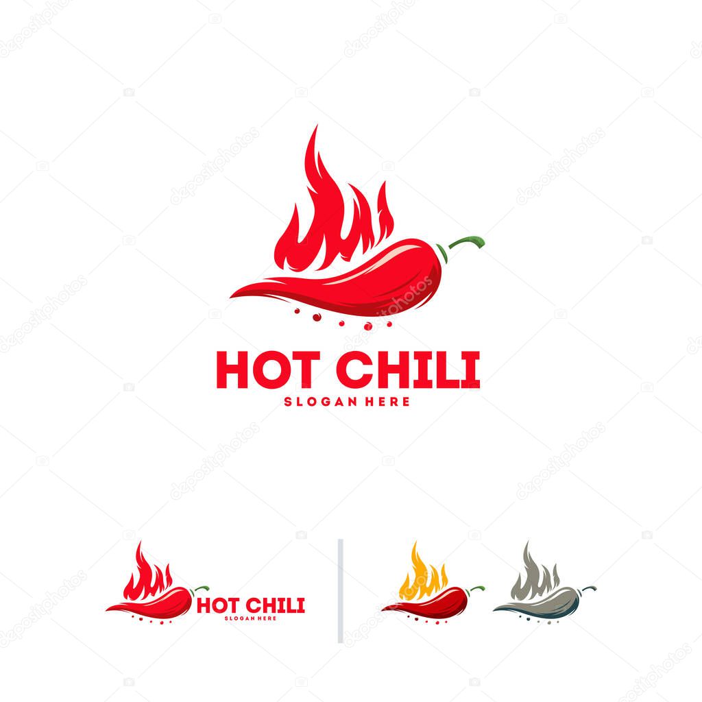 Hot Chili logo designs concept vector, Fire Chili logo symbol, Spice food symbol icon