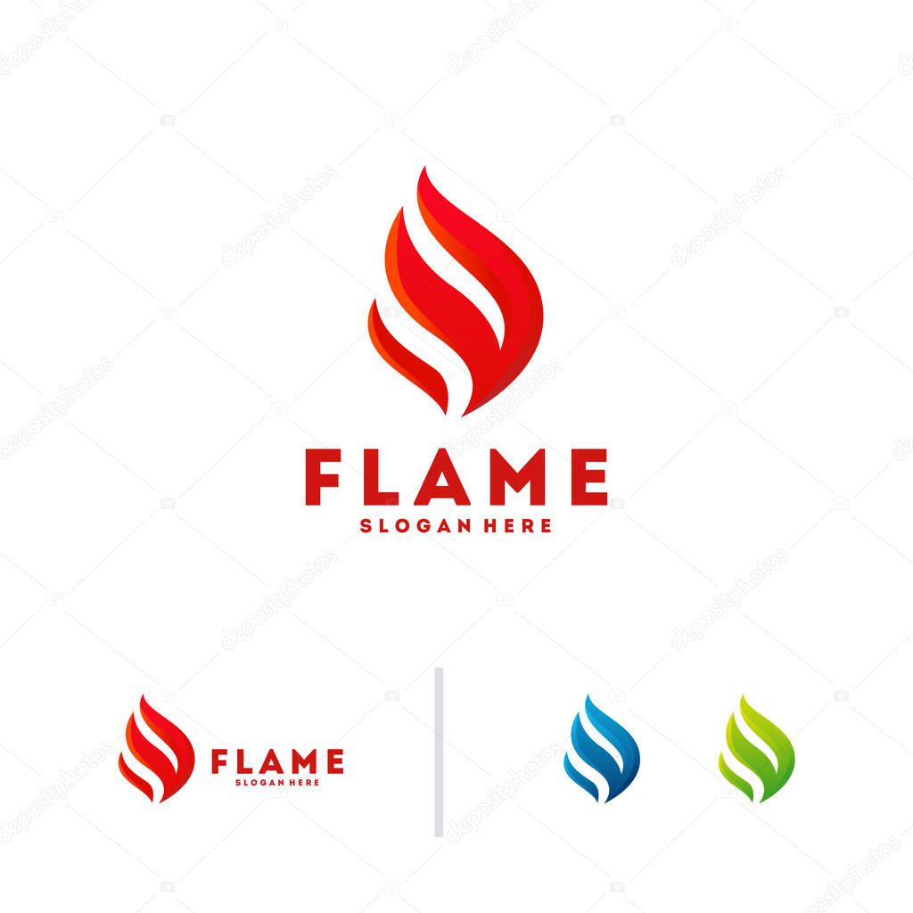 3D Fire Flame Logo design vector template vector