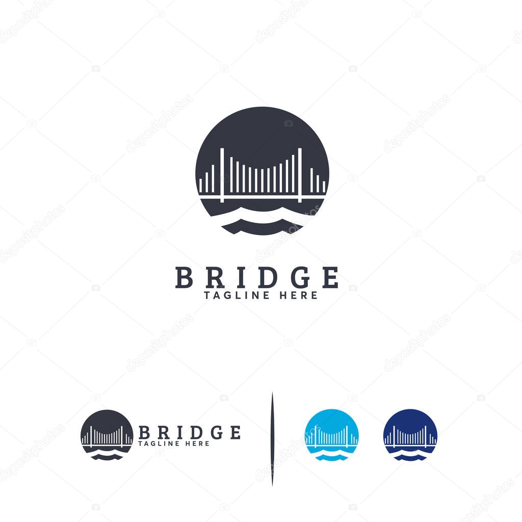 Elegant Bridge Building logo designs concept vector