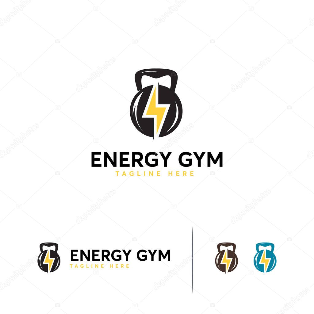 Energy Gym logo designs template, Fitness kettle bell logo template