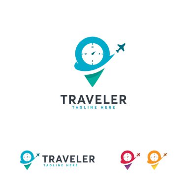 Seyahat eden logo şablonu, seyahat noktası logosu şablonu