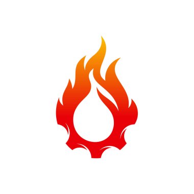Fire Gear Logo tasarım vektörü, Fire Industry logo şablonu