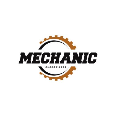 Gear Logosu Şablon Vektörü, Mekanik logo sembolü, logo simgesi şablonu dizayn etti