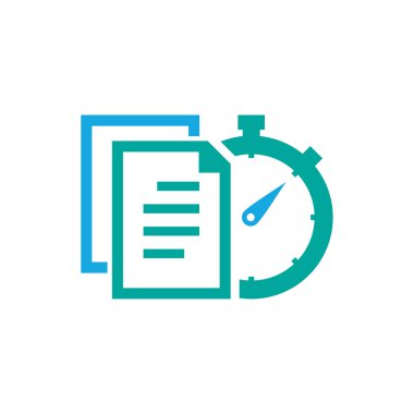 Veri Zamanı logosu konsept vektörü, Belge Durağı logo simgesi şablonu dizayn eder