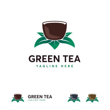 Yeşil çay logosu şablon dizayn eder, Taze çay logosu şablonu