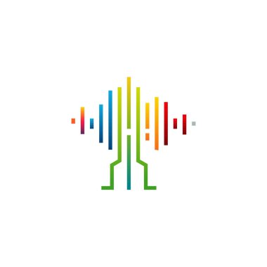 Dijital Ağaç logosu konsept vektörü, Modern Ağaç teknolojisi logo şablonu, logo simgesi simgesi