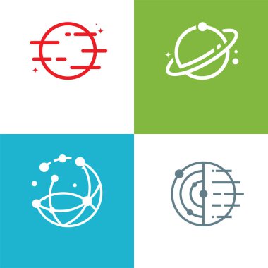 Basit Gezegen Teknolojisi logosu kümesi konsept vektörü tasarladı