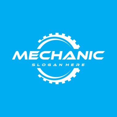 Gear Logosu Şablon Vektörü, Mekanik logo sembolü, logo simgesi şablonu dizayn etti