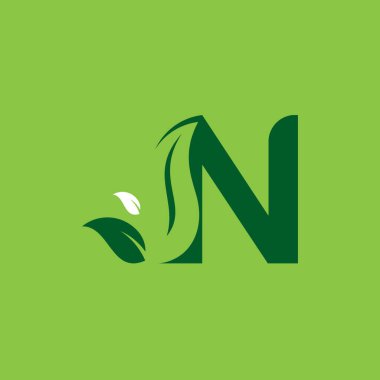 Harf N Yeşil Yaprak Logo Tasarım Elemanı, Harf N yaprak ilk logo şablonu