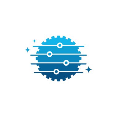 Gear teknolojisi logosu, Modern Pixel Gear Teknolojisi logosu sembol vektör ilüstrasyonu dizayn etti