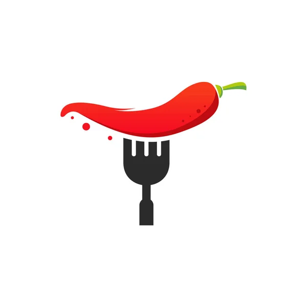 Spicy Food Restaurant Logo Dessins Vectoriel Chili Fork Logo Symbole — Image vectorielle
