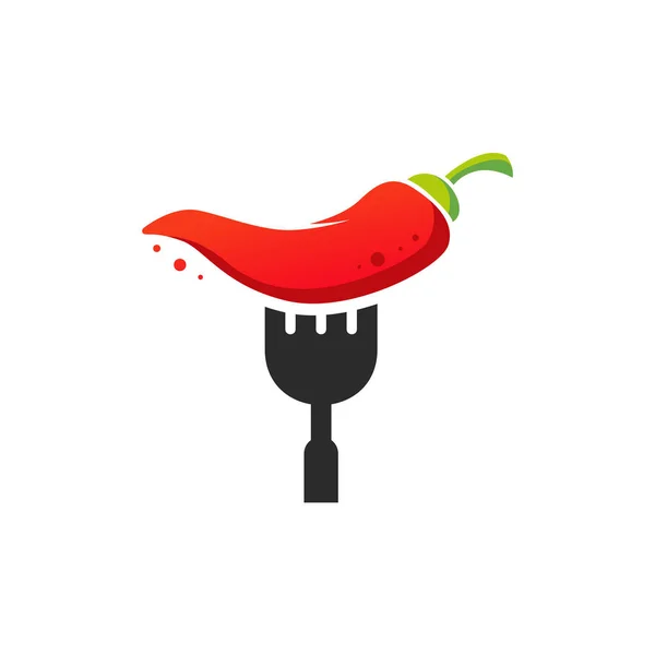 Spicy Food Restaurant Logo Dessins Vectoriel Chili Fork Logo Symbole — Image vectorielle