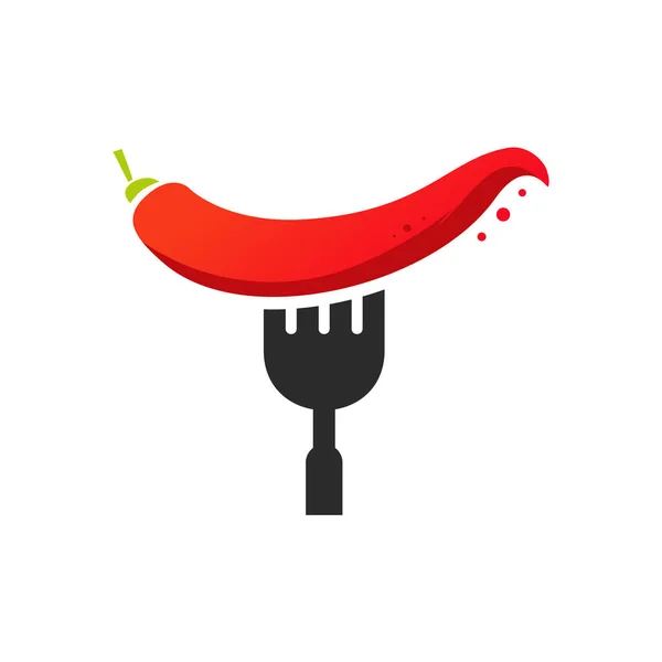 Spicy Food Restaurant Logo Dessins Vectoriel Chili Fork Logo Symbole — Image vectorielle