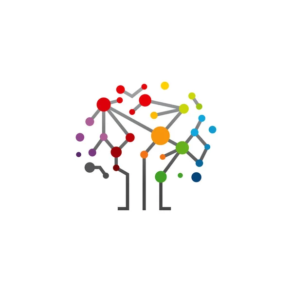 Ψηφιακό Λογότυπο Tree Σχεδιάζει Διάνυσμα Έννοια Modern Tree Tech Πρότυπο — Διανυσματικό Αρχείο