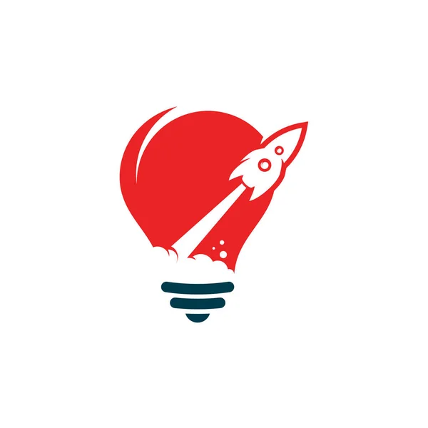 Smart Launch Logo Design Concept Vector Cool Rocket Launching Bulb — 스톡 벡터