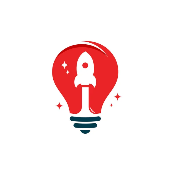 Smart Launch Logo Design Koncept Vektor Cool Rocket Lansering Glödlampa — Stock vektor