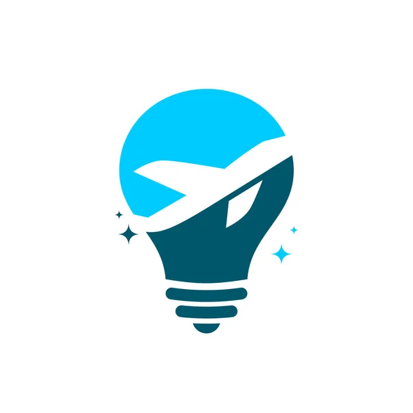 Projekty Logo Travel Idea Bulb Plane Travel Szablon Logo — Wektor stockowy