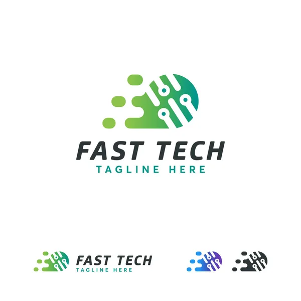 Fast Tech Logo Designs Konzept Vektor Pixel Technologie Logo Vorlage — Stockvektor