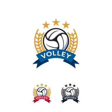 Voleybol Spor Logosu, rozet vektör şablonu, Profesyonel İzole Spor Rozeti Logosu tasarladı