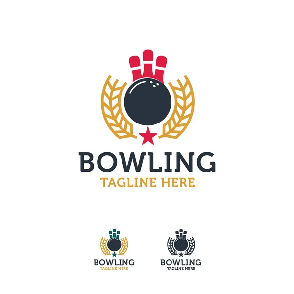 Professional Bowling Team Logo Sport Badge Vector Template — Stock Vector