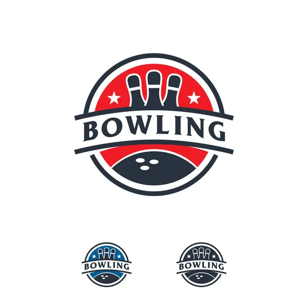 Professional Bowling Team Logo Sport Badge Vector Template — Stock Vector