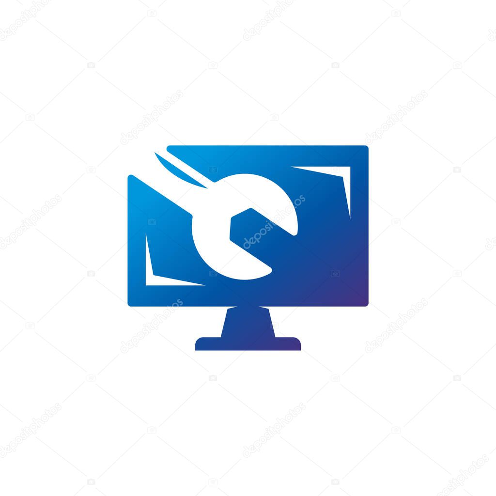 Computer Repair logo template icon, Computer Service logo symbol icon