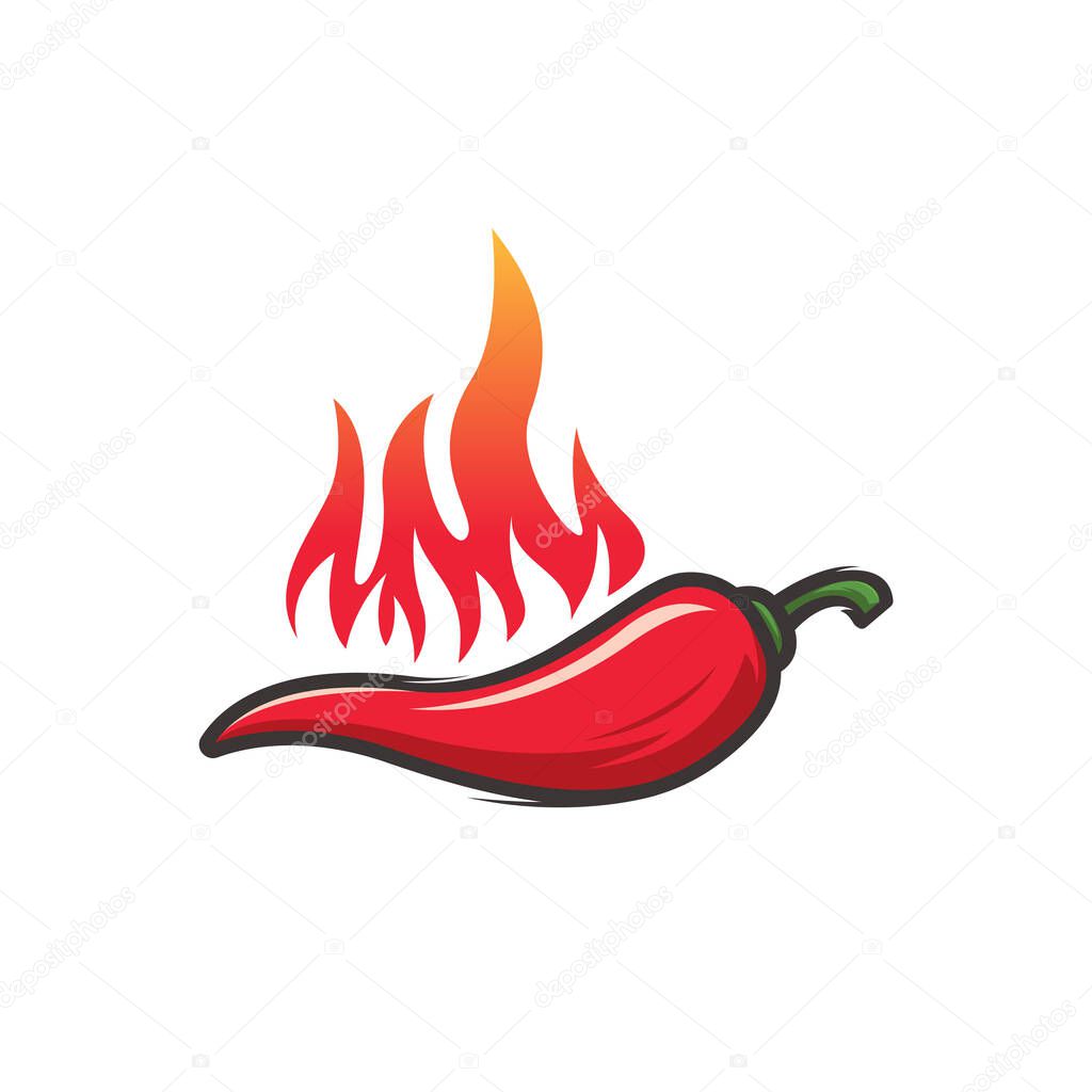 Red Hot Chili Pepper logo designs concept vector, Fire Chili logo