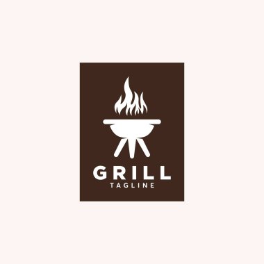 Basit Izgara Logo Rozeti, Izgara Logosu Tasarım Konsept Vektörü