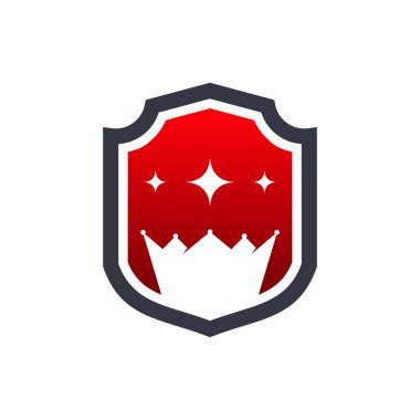 Shield King logosu konsept vektör, Shield ve Crown logo tasarımı sembolü tasarladı
