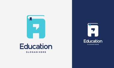 Düz İlk Kitap Logosu Tasarımı Vektör İllüstrasyonu, Eğitim Kitabı logosu şablonu