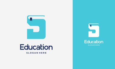 Düz İlk Defter Logosu Tasarımı Vektör İllüstrasyonu, Eğitim Kitabı logo şablonu
